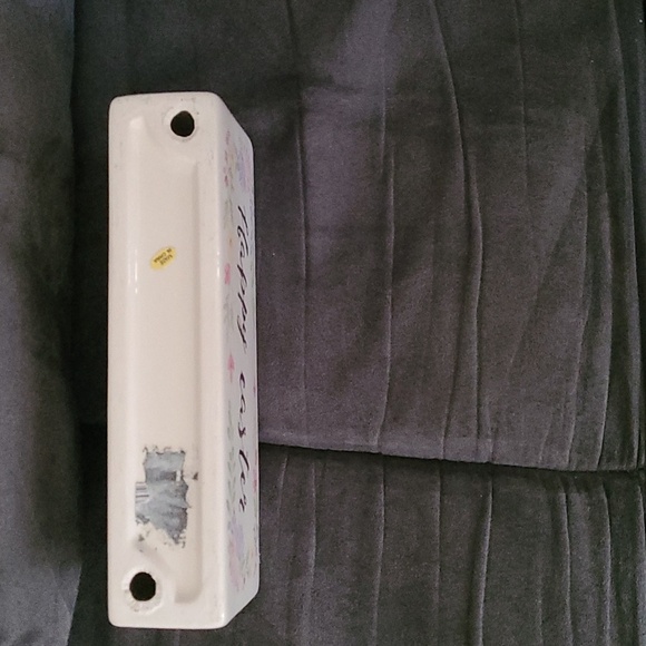 Happy Easter He Is Risen Glass Ceramic Rectangle Cube Sign Pink Purple Yellow - Picture 4 of 7